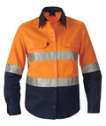 KingGee Work Wear Orange/Navy / 6 KingGee Women's Reflective Spliced Drill Shirt L/S K44532