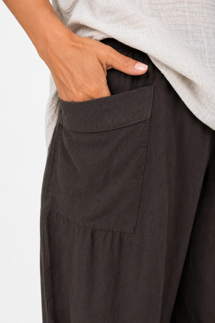 Lagen Look Double Subtle Panel Pocket Elasticated Waist Freya Pants - Cocoa Beans