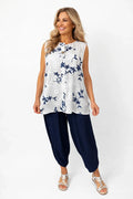 Lagen Look Double Subtle Panel Pocket Elasticated Waist Freya Pants - Navy