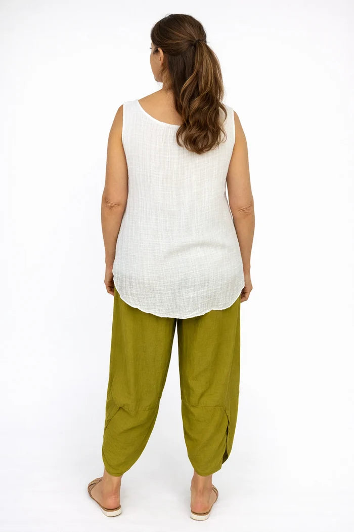 Lagen Look Double Subtle Panel Pocket Elasticated Waist Freya Pants - Olive