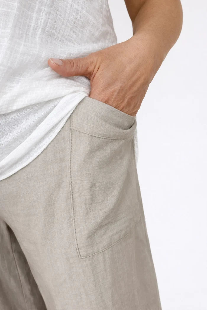 Lagen Look Double Subtle Panel Pocket Elasticated Waist Freya Pants - Soft Greige