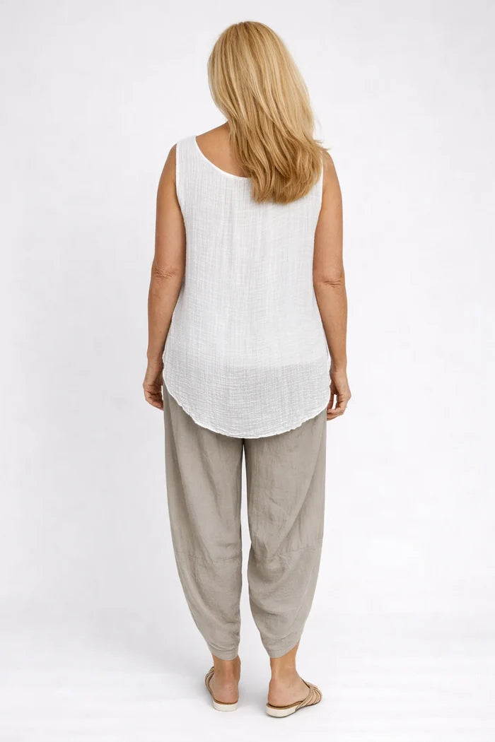 Lagen Look Double Subtle Panel Pocket Elasticated Waist Freya Pants - Soft Greige
