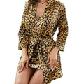 Leonora- the Leopard Print Satin Short Robe