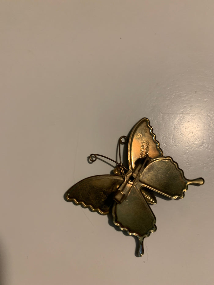 Little Orange and Yellow Butterfly Brooch circa 1960s