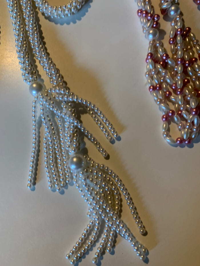 Lot 3 Beaded Lariat Necklaces circa 1960s