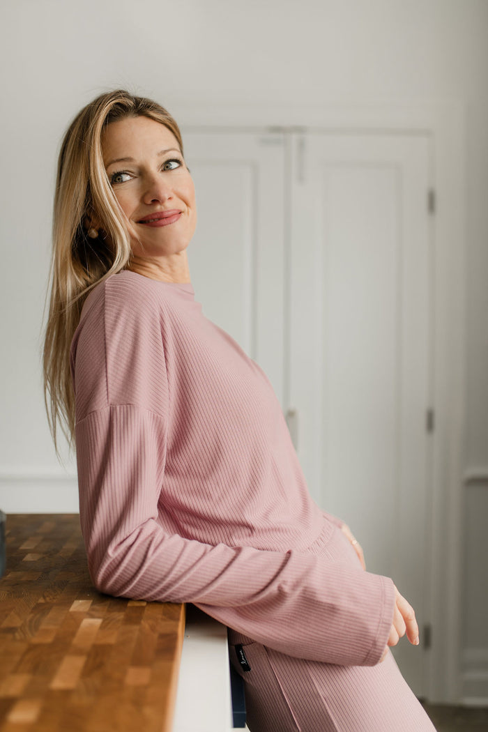 LOUVE T-shirt Crop Box - Rose Foncé
