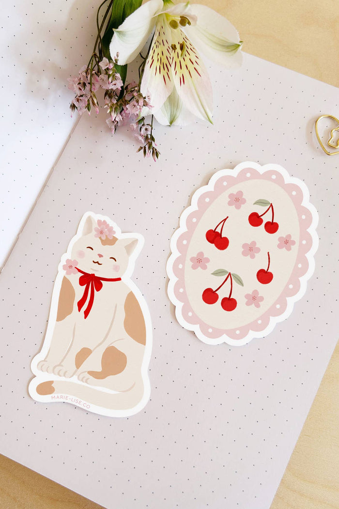 MARIE-LISE Autocollant - Sceau Vintage Cerises