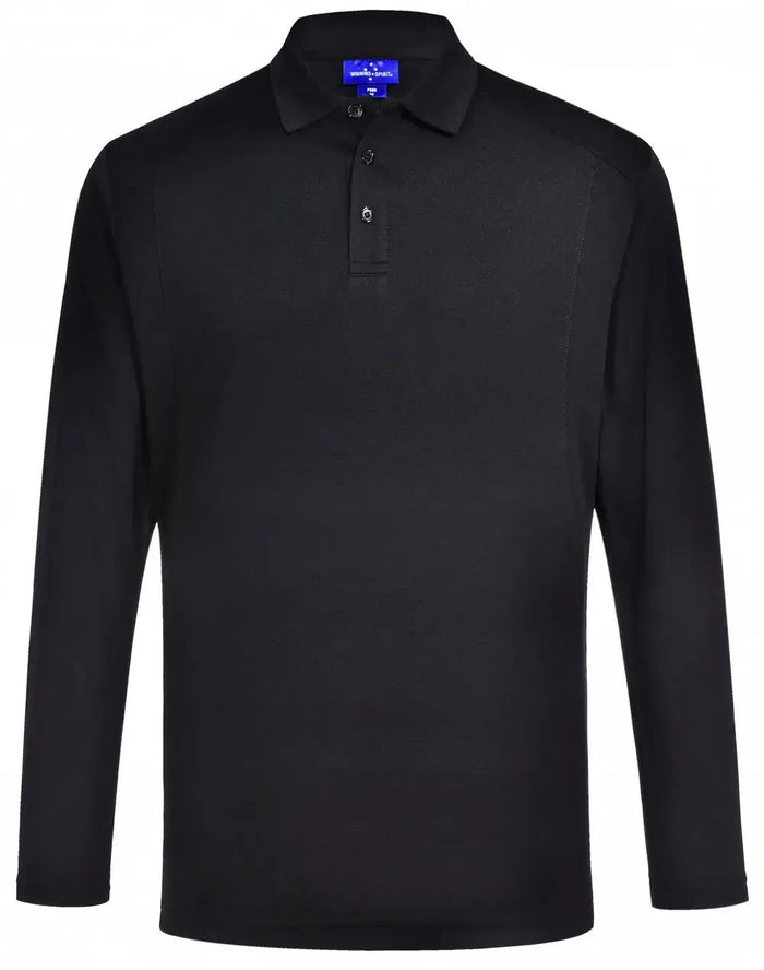 Mens Bamboo Charcoal Eco Fabric Long Sleeve Polo PS89 Winning Spirit