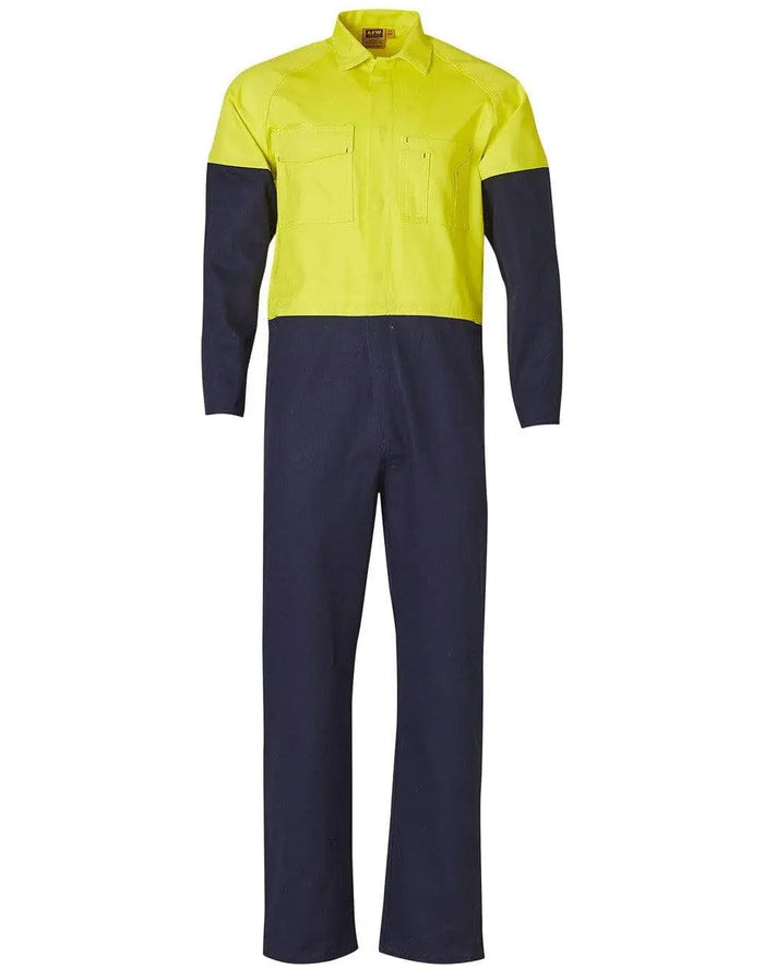 Men's Two Tone Coverall Regular Size SW204 Work Wear Australian Industrial Wear 77R Yellow/Navy