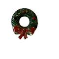 Mini Green Enameled Metal Holiday Wreath Brooch circa 1960s