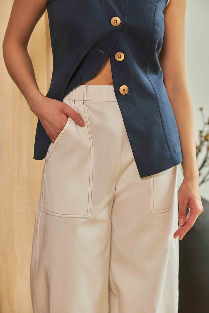 MODERN SUNDAY Pantalon Barrel - Blanc