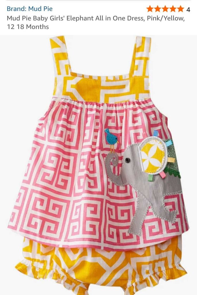 New Mud Pie Elephant All In One Romper