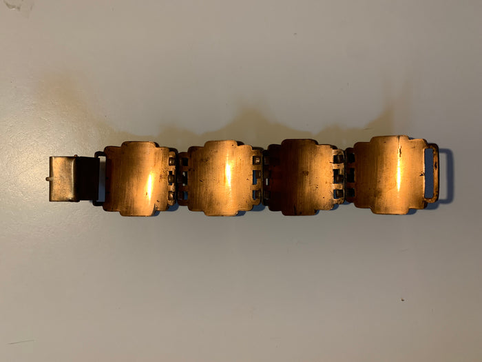 Ombré Coffee Brown Enameled Copper Link Bracelet circa 1940s