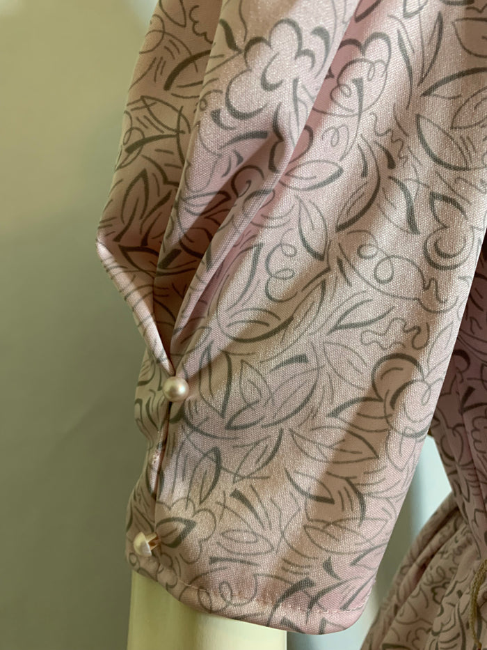 Pale Pink and Gray Nylon Dress with Peplum circa 1980s