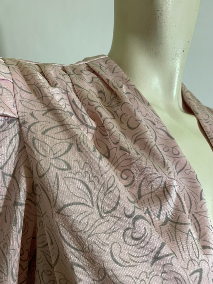 Pale Pink and Gray Nylon Dress with Peplum circa 1980s