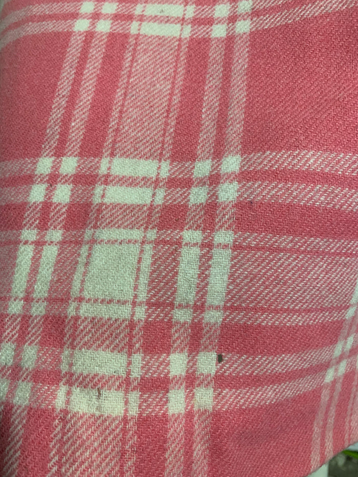 Peony Pink Plaid Wool Pencil Skirt circa 1960s