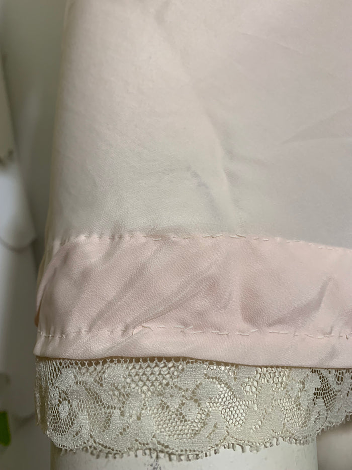 Pink Rayon Embroidered & Lace Trimmed Full Slip circa 1940s 36