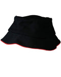 Pique Mesh With Sandwich Bucket Hat CH71 Active Wear Australian Industrial Wear Black/Red One size