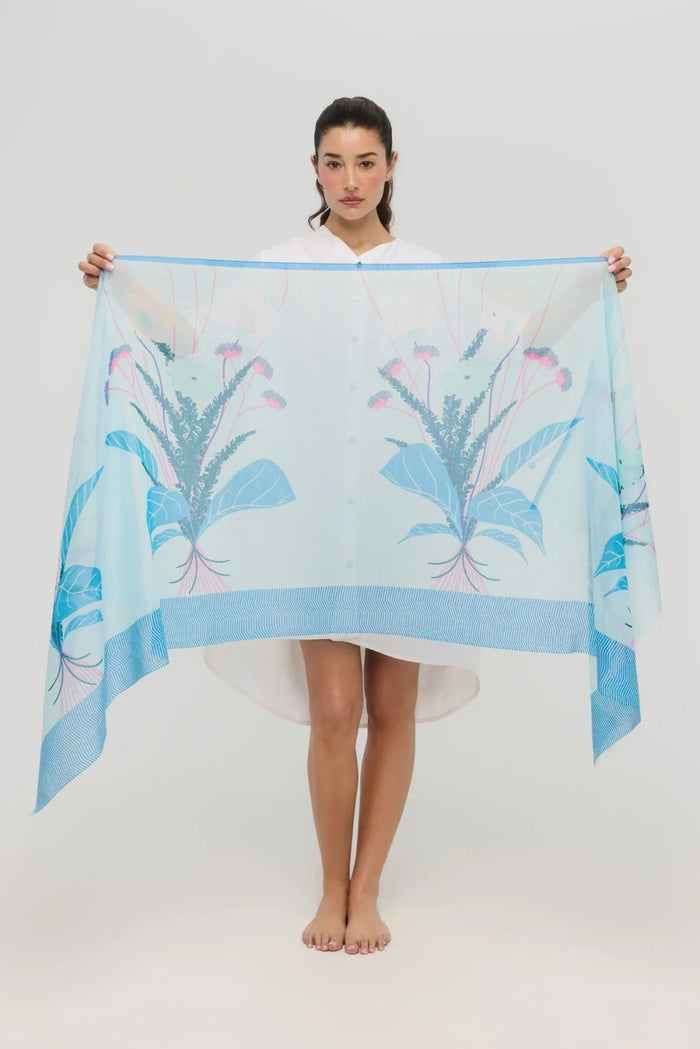 PRINCESSE & DRAGON Foulard Bouquet - Bleu