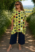 Pure Cotton Double Pocket Carmella Tunic Top - Lime