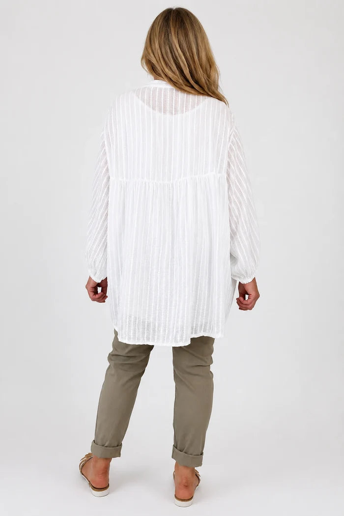 Pure Cotton Elasticated Sleeve Venice Button Shirt - White