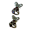 Red Rhinestone Golden Bell Articulated Clip Earrings circa 1960s
