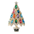 Rosemary- a Modern Christmas Tree Brooch w/ Colored Rhinestones