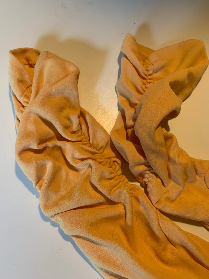 Soft Melon Colored Nylon Gloves circa 1960s