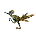 Spry Little Desert Bird Colored Rhinestone Brooch circa 1960s