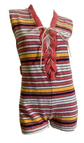 Summer Sweet Colored Stripes Terry Cloth Romper circa 1980s
