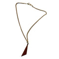 Syrup Brown Angular Geometric Enameled Copper Pendant and Chain Necklace