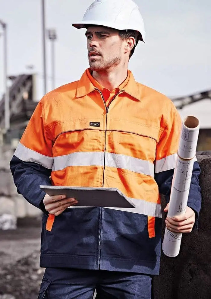 SYZMIK Men’s Hi Vis Cotton Drill Jacket ZJ590 Work Wear Syzmik