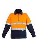 SYZMIK Men’s Hi-Vis Fleece Hoop Taped Jumper ZT461 Work Wear Syzmik Orange/Navy S