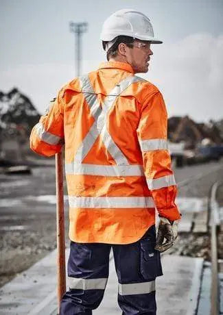 SYZMIK Men’s Hi-Vis X Back Taped Shirt ZW690 Work Wear Syzmik