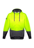 SYZMIK Unisex Hi-Vis Textured Jacquard Hoodie ZT477 Work Wear Syzmik Yellow/Charcoal XXS