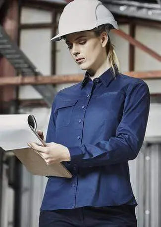 SYZMIK Women’s Lightweight Long Sleeve Tradie Shirt ZWL121 Work Wear Syzmik