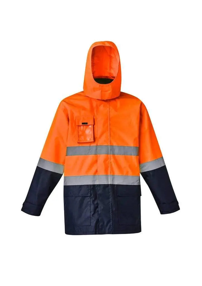 Syzmik Workwear Mens Hi Vis Basic 4 in 1 Waterproof Jacket ZJ220  flash uniforms XXS Orange/Navy