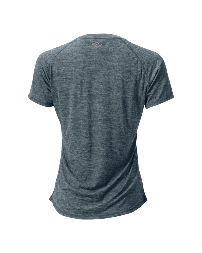 The Cozy Del Merino T-Shirt - Women's in Stormy Weather, back view