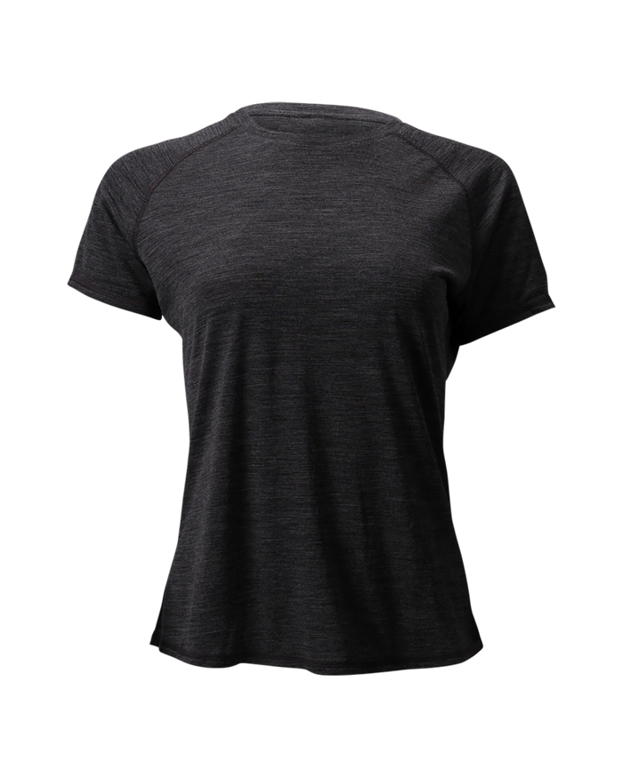 The Cozy Del Merino T-Shirt - Women's in Black Oyster, flat lay front