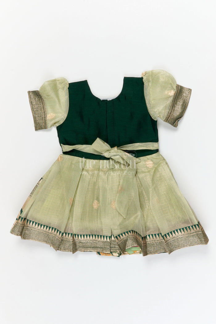 The Nesavu Silk Frock Toddler Girl Silk Frock for Birthdays and Ethnic Celebrations Nesavu Nesavu toddler silk frock with zari border and embroidery for birthdays and festive occasions