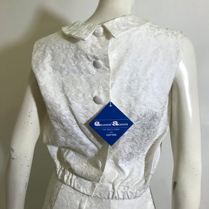 Two Piece Ivory Textured Rayon Dress Set circa 1960s