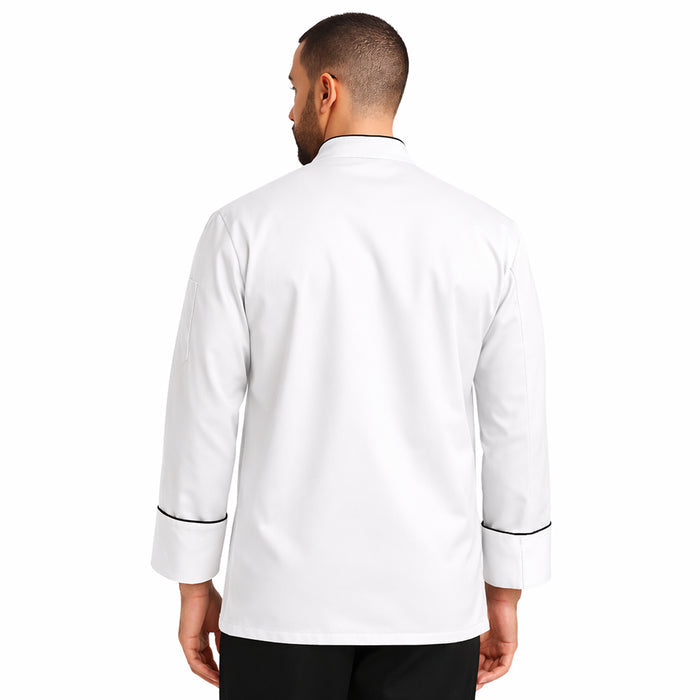 uniformer Full-Sleeve Chef Coat for Men with Black Piping