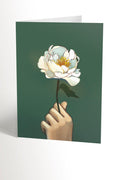 VALERIE BOIVIN Carte de Souhait - Pivoine blanche et main