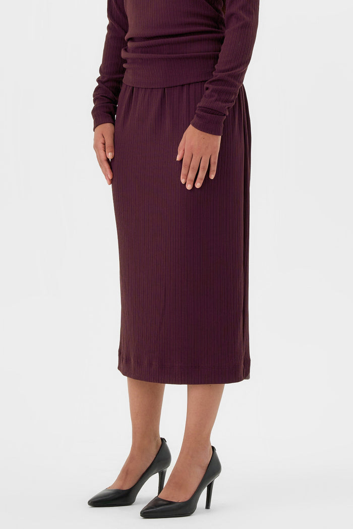 VALERIE C. Jupe Midi - Figue Mauve
