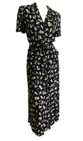 Victorian Lifestyle Novelty Print Rayon 40s Style Dress circa 1980s