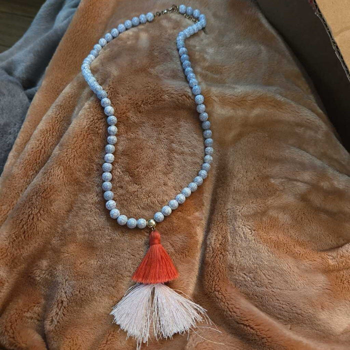Vintage Beaded Necklace with Tassel pendant