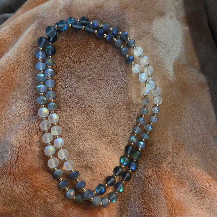 Vintage Glass Bead Necklace with iridescent Finish