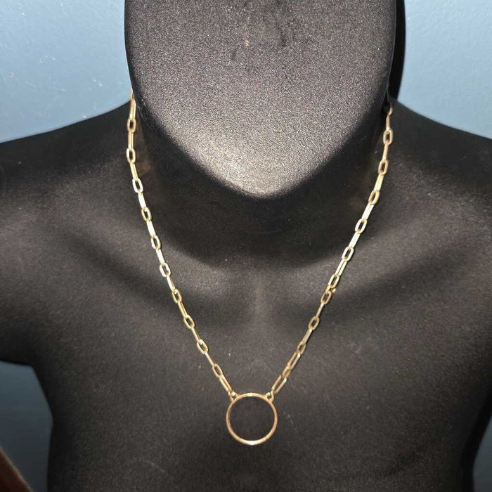 Vintage Gold-Tone Chain Necklace with Black Pendant