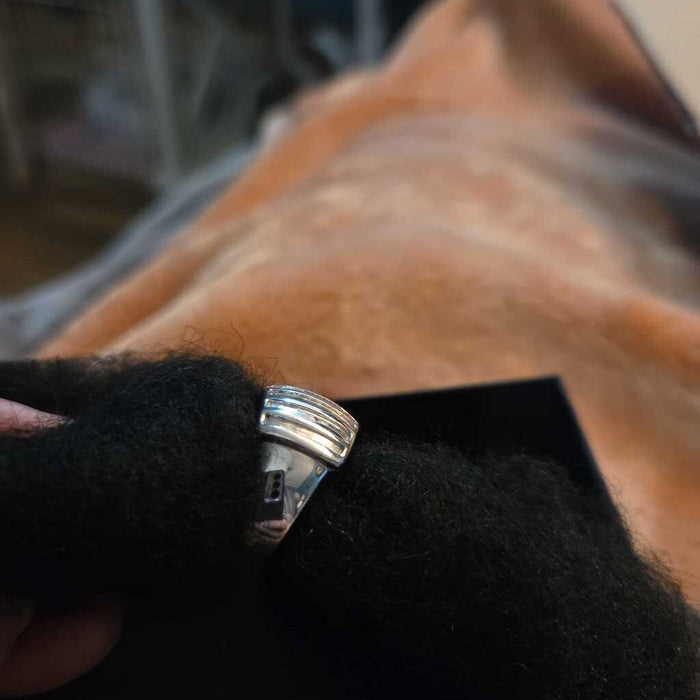 Vintage Silver Ribbed Dome Ring