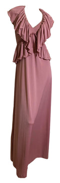 Violet Rose Crepe Nylon Disco Maxi Dress with Ruffled Jacket circa 1970s